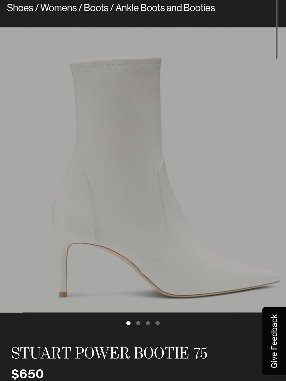 Stuart Weitzman Stuart Power Bootie 75 Cream Stretch Leather Ankle Boots 8B